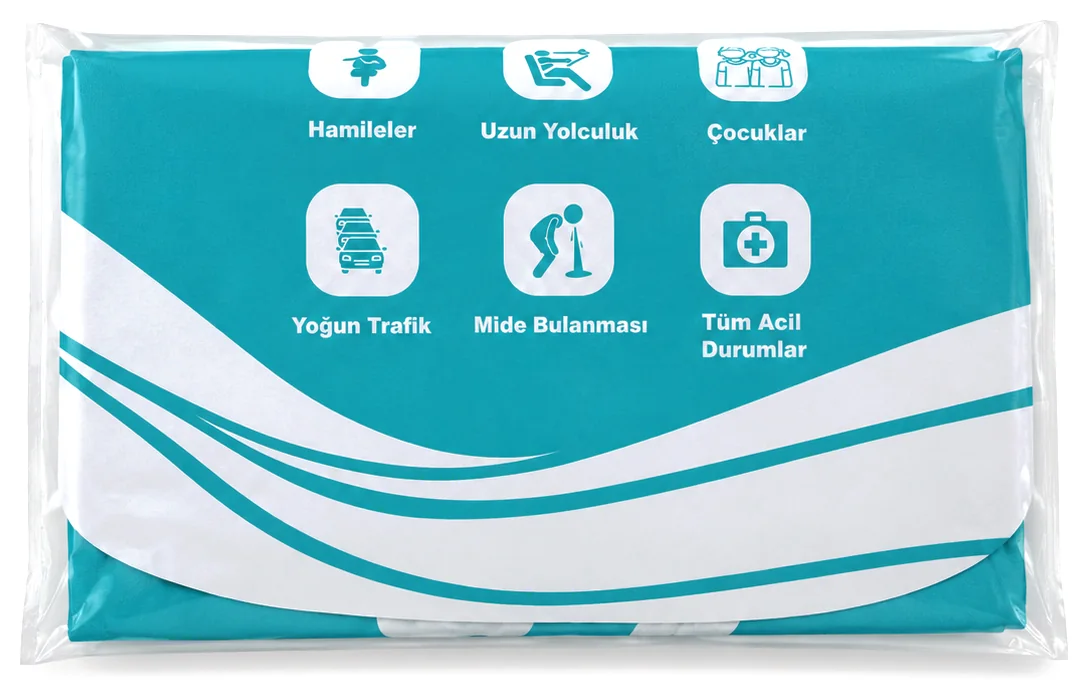 Katlanmış, şeffaf poşetinde Acil Durum Mini Tuvalet